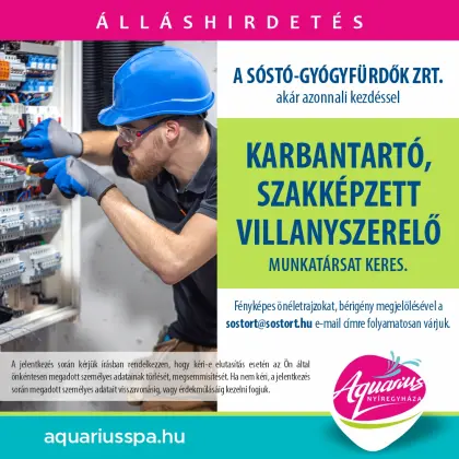 Karbantartó, szakképzett villanyszerelő