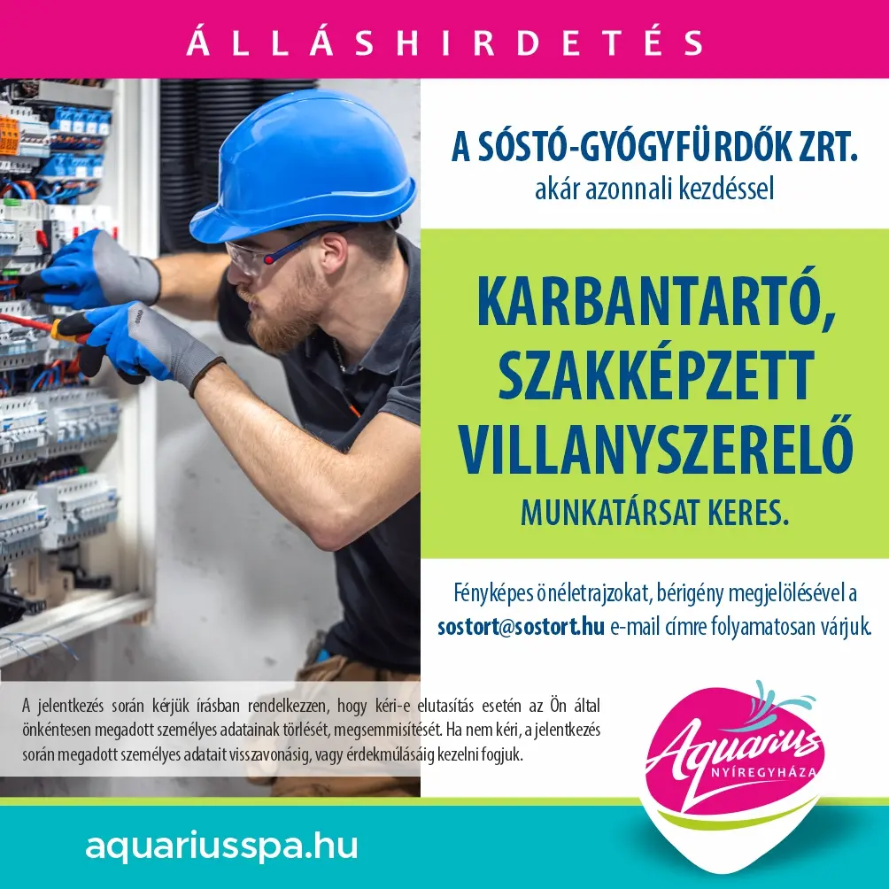 Karbantartó, szakképzett villanyszerelő