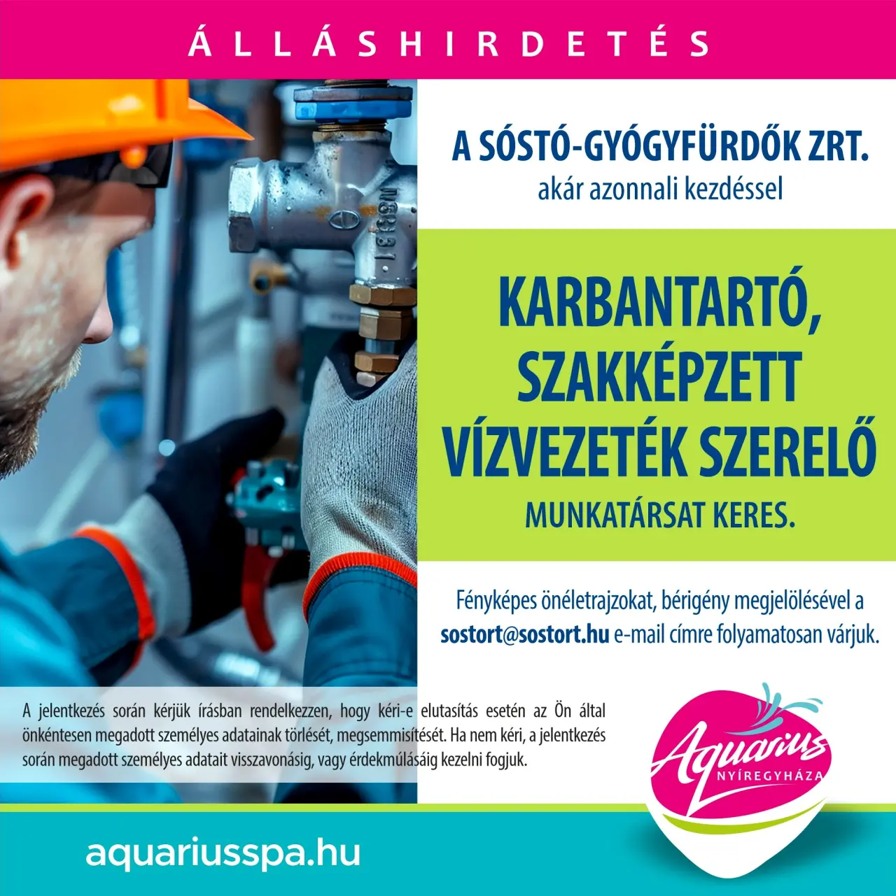 Karbantartó, szakképzett vízvezeték szerelő