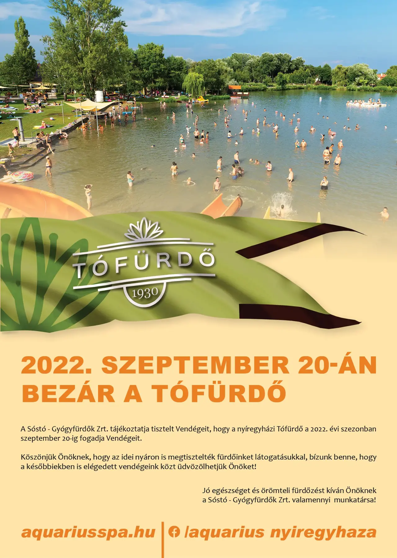 The Tófürdő will close on September 20, 2022.