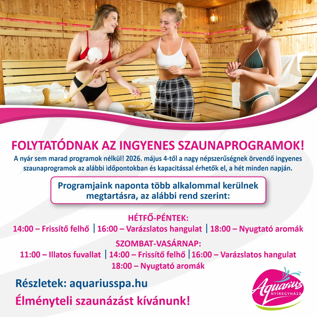 Folytatódank az ingyenes szaunaprogramok