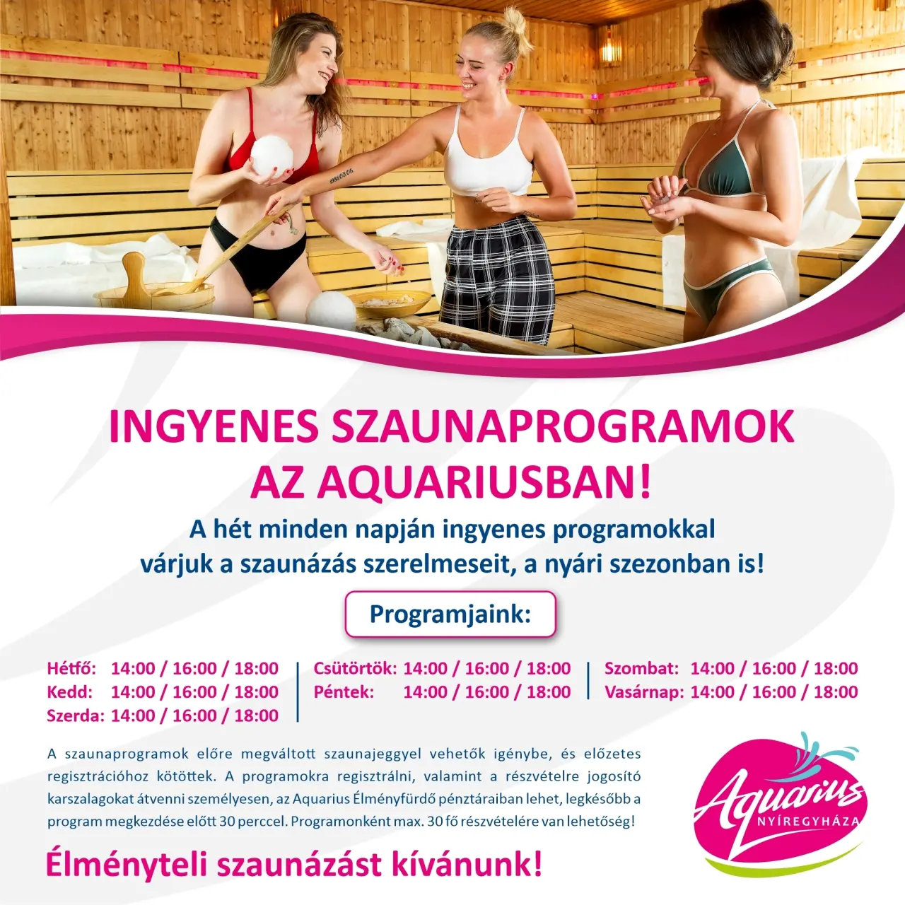 Ingyenes Szaunaprogramok az Aquariusban!