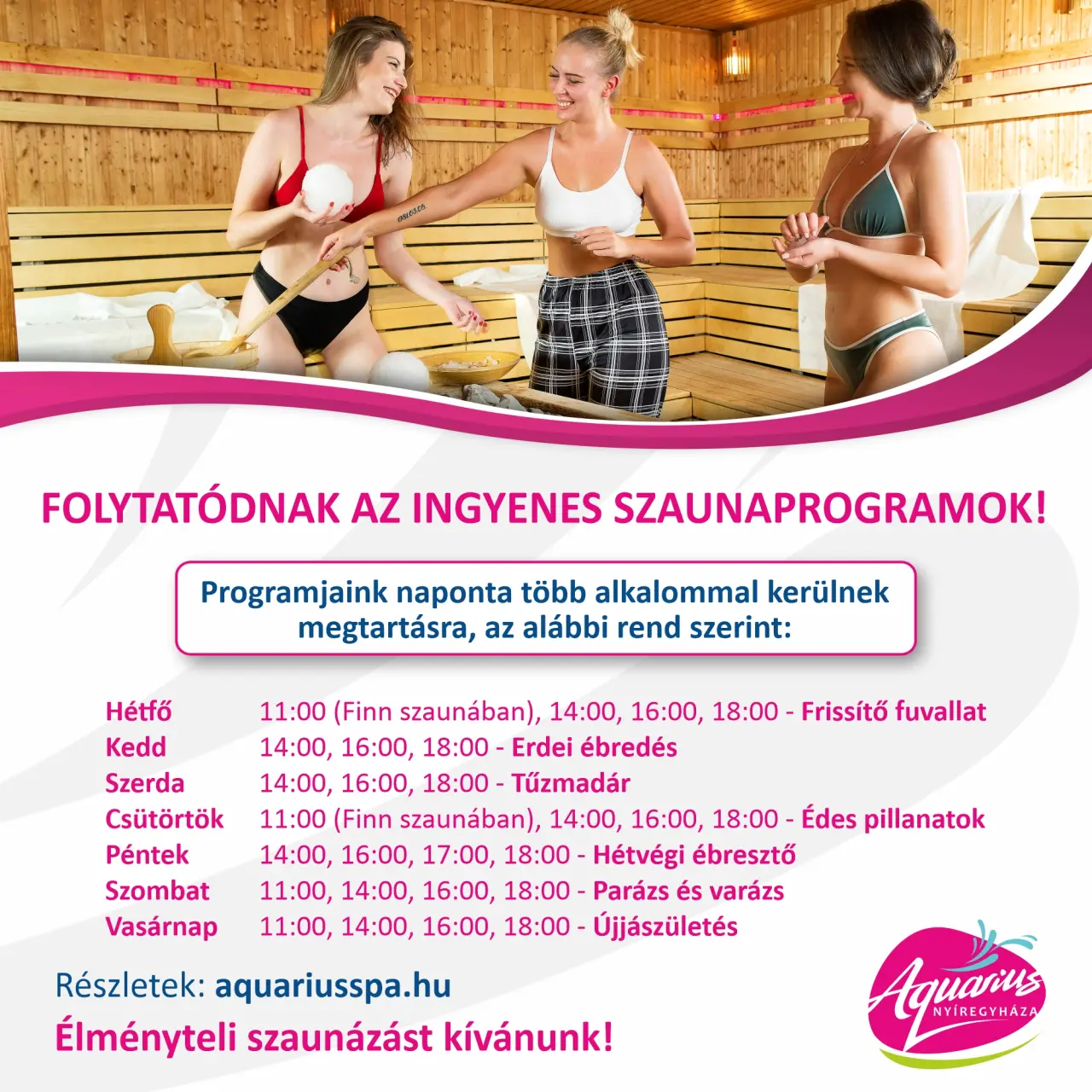 Októberi szaunaprogramok az Aquariusban