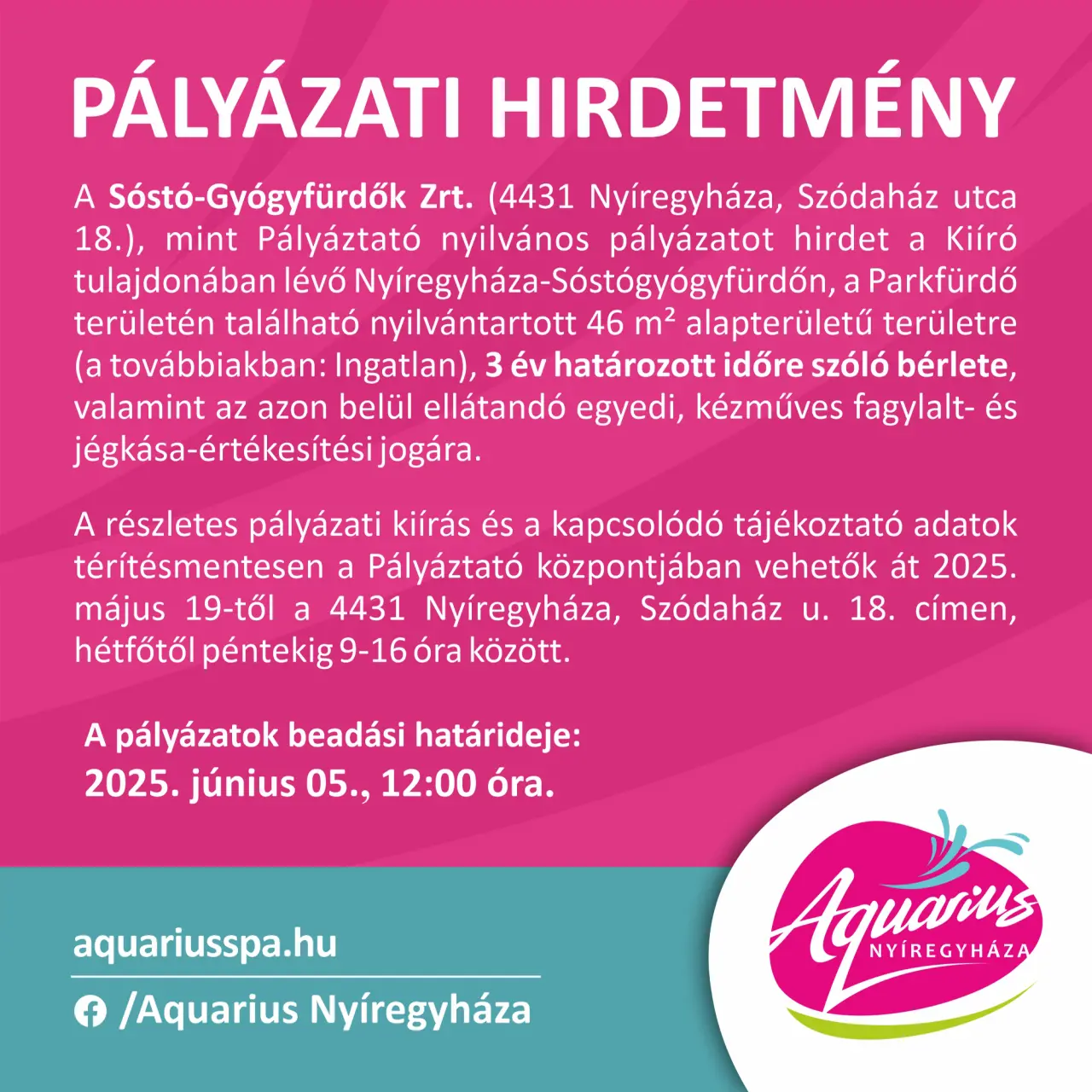 Pályázati hirdetmény